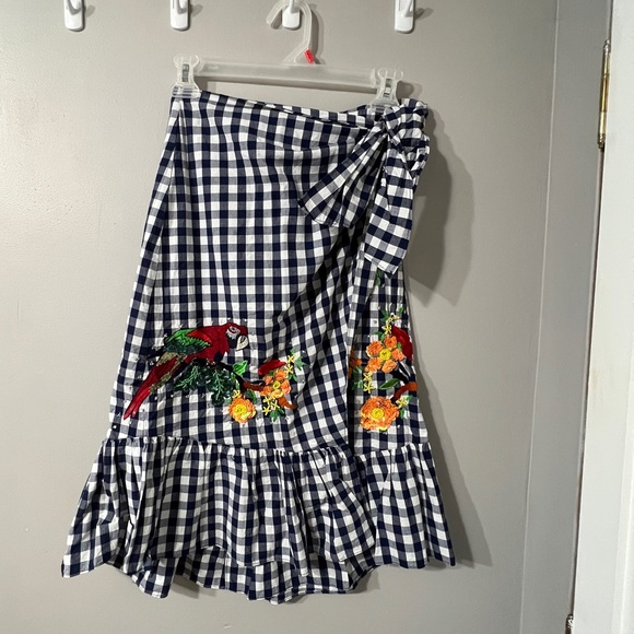 Zara gingham midi wrap around skirt with sequin embellishments - Picture 6 of 7